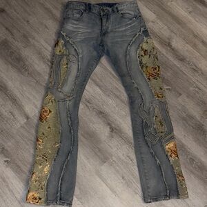Stylish Gray Floral Men's Jeans